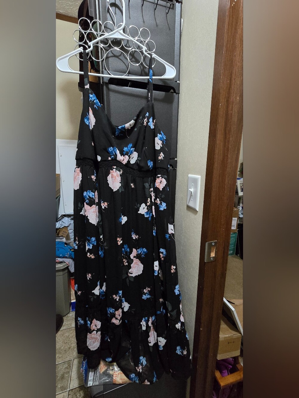 torrid Black Maxi Dress with Pink & Blue Floral Print